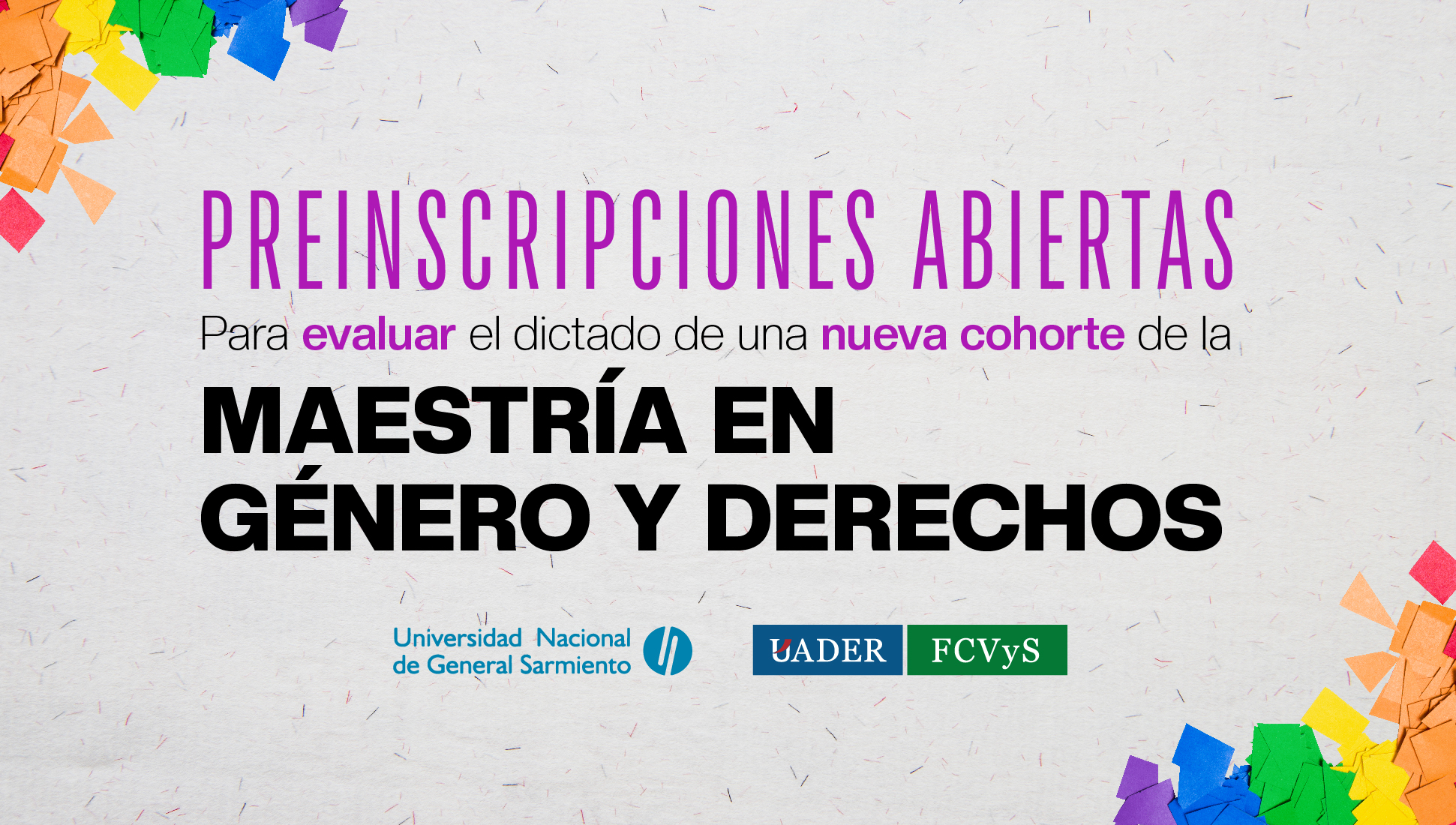 Están abiertas las preinscripciones para evaluar el dictado de una nueva cohorte de la Maestría en Género y Derechos